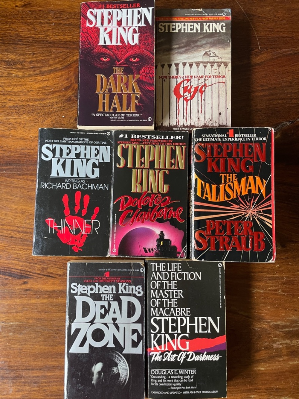 7 Stephen King Vintage paperbacks
Cujo Dark Half Thinner Talisman Dead Zone